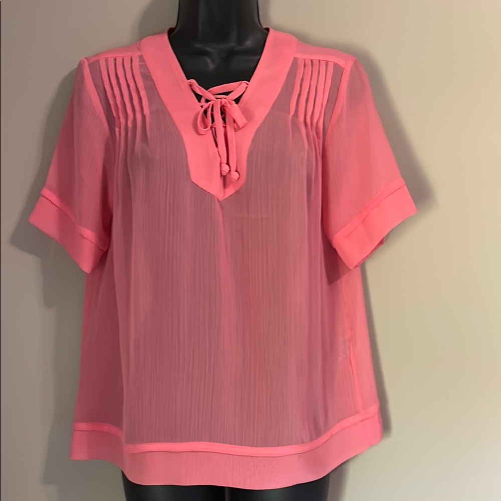 Banana Republic Factory Pink Tie Front Blouse